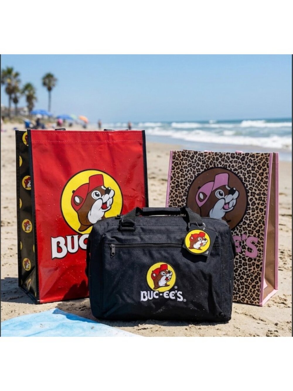 Set Buc-ees Red & Black Reusable Tote Bag And Insulated Cooler Bag Set